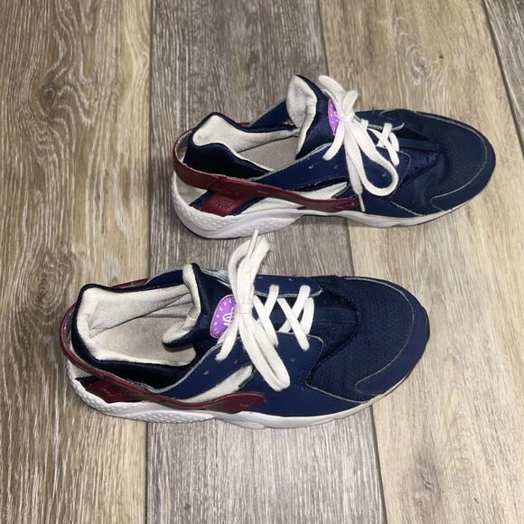 Nike Air Huarache Run Midnight Navy Blue Maroon 704951-404 Youth US Size 3Y - Picture 2 of 11